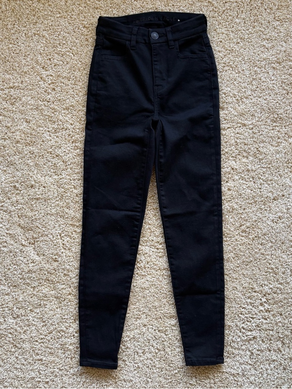 American Eagle Next Level Stretch Black Jeggings High Rise Skinny 000 Short